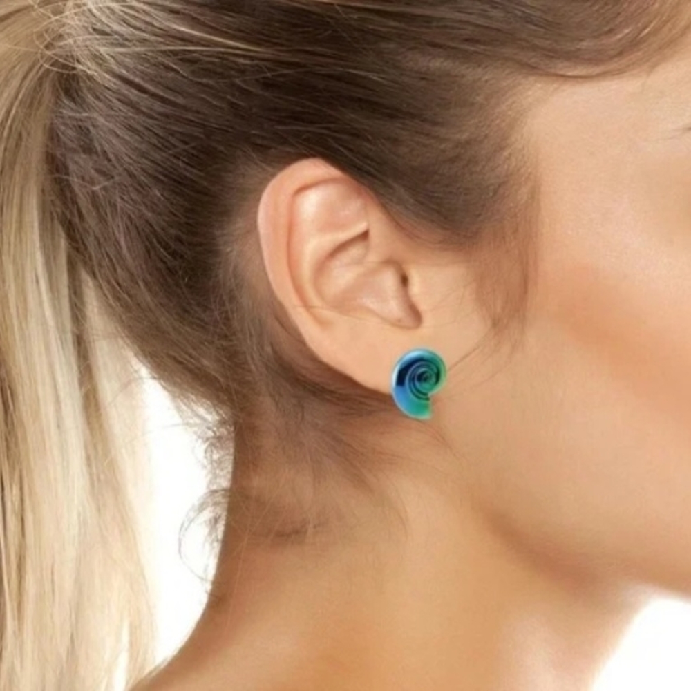 Betsey Johnson Blue and Green Swirl Earrings